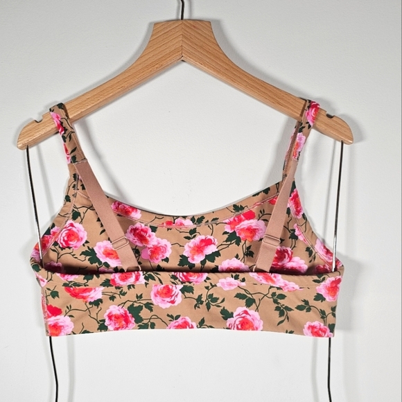 Aerie Floral Sports Bra Tan Pink Medium Support Size Small - Picture 5 of 7